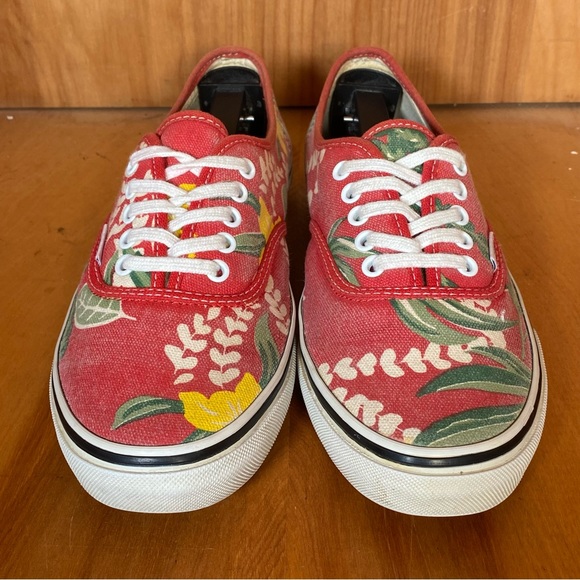 Womens 7.5 Vans Off The Wall Low Floral Sneakers Red Green SEF1112 - Picture 2 of 8